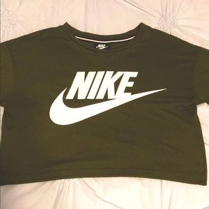 Army green Nike crop top